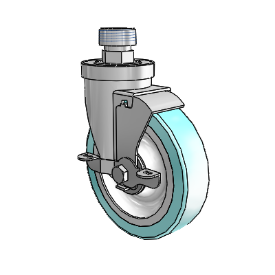 30 Series Pipe Thread Stem Zinc Swivel Caster with 5 x 1.25 Advantage Health Wheel and VertiLoc Brake