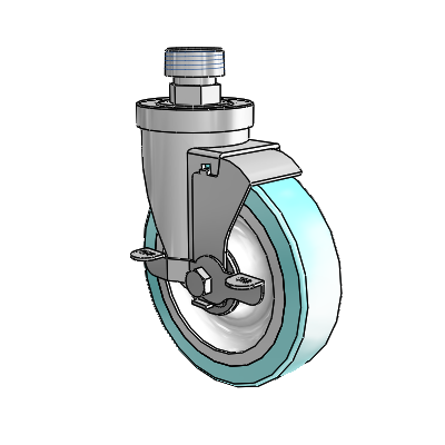 30 Series Pipe Thread Stem Zinc Swivel Caster with 5 x 1.25 Advantage Health Wheel and VertiLoc Brake