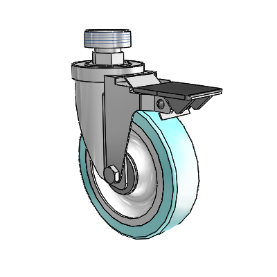 30 Series Pipe Thread Stem Zinc Swivel Caster with 5 x 1.25 Advantage Health Wheel and PosiLoc Brake
