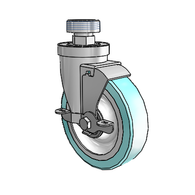30 Series Pipe Thread Stem Zinc Swivel Caster with 5 x 1.25 Advantage Health Wheel and VertiLoc Brake