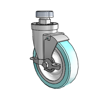 30 Series Pipe Thread Stem Zinc Swivel Caster with 5 x 1.25 Advantage Health Wheel and VertiLoc Brake