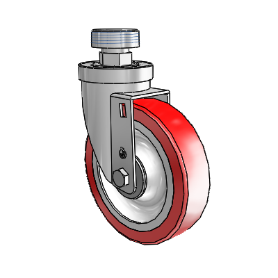 30 Series Pipe Thread Stem Zinc Swivel Caster with 5 x 1.25 Advantage Heat (Flat) Wheel