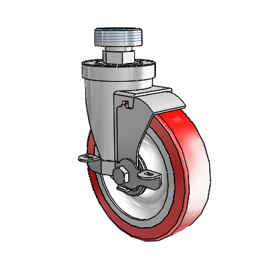 30 Series Pipe Thread Stem Zinc Swivel Caster with 5 x 1.25 Advantage Heat (Flat) Wheel and VertiLoc Brake
