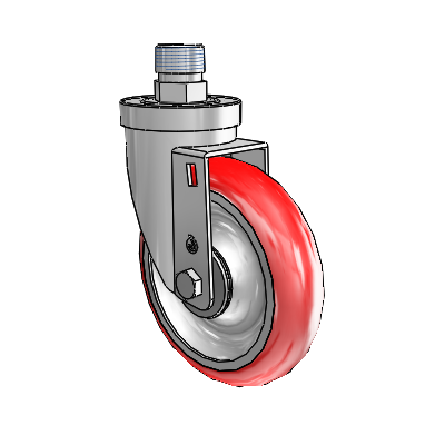 30 Series Pipe Thread Stem Zinc Swivel Caster with 5 x 1.25 Advantage Heat (Round) Wheel
