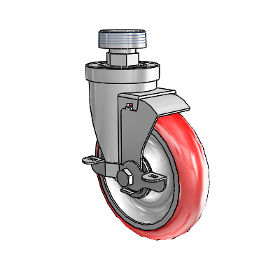 30 Series Pipe Thread Stem Zinc Swivel Caster with 5 x 1.25 Advantage Heat (Round) Wheel and VertiLoc Brake
