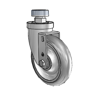 30 Series Pipe Thread Stem Zinc Swivel Caster with 5 x 1.25 PolyLock (Grey) Wheel