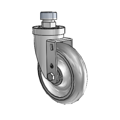 30 Series Pipe Thread Stem Zinc Swivel Caster with 5 x 1.25 Advantage TPR (Round) Wheel