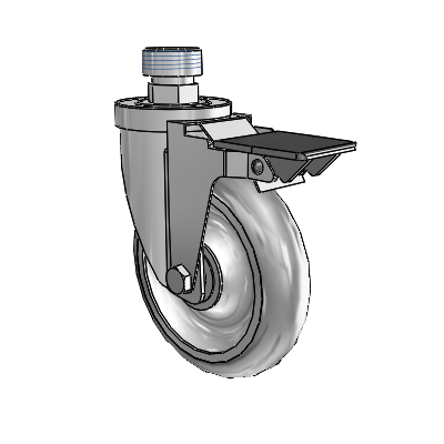 30 Series Pipe Thread Stem Zinc Swivel Caster with 5 x 1.25 Advantage TPR (Round) Wheel and PosiLoc Brake
