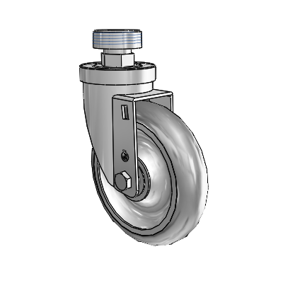 30 Series Pipe Thread Stem Zinc Swivel Caster with 5 x 1.25 Advantage TPR (Round) Wheel