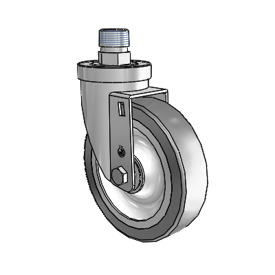 30 Series Pipe Thread Stem Zinc Swivel Caster with 5 x 1.25 Advantage TPR (Flat) Wheel