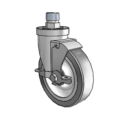30 Series Pipe Thread Stem Zinc Swivel Caster with 5 x 1.25 Advantage TPR (Flat) Wheel and VertiLoc Brake
