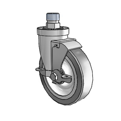 30 Series Pipe Thread Stem Zinc Swivel Caster with 5 x 1.25 Advantage TPR (Flat) Wheel and VertiLoc Brake