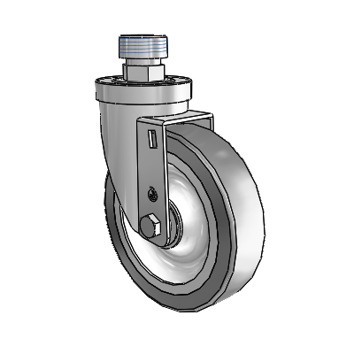 30 Series Pipe Thread Stem Zinc Swivel Caster with 5 x 1.25 Advantage TPR (Flat) Wheel