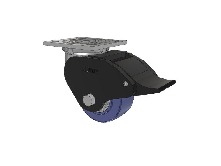 16 Series Top Plate Swivel Caster with 4 x 2 Blue HF - HydroTech (Flat) Wheel and Total Lock Brake
