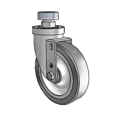 30 Series Pipe Thread Stem Zinc Swivel Caster with 5 x 1.25 Advantage TPR (Flat) Wheel