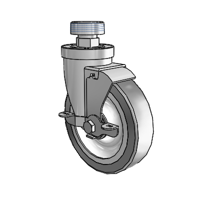 30 Series Pipe Thread Stem Zinc Swivel Caster with 5 x 1.25 Advantage TPR (Flat) Wheel and VertiLoc Brake