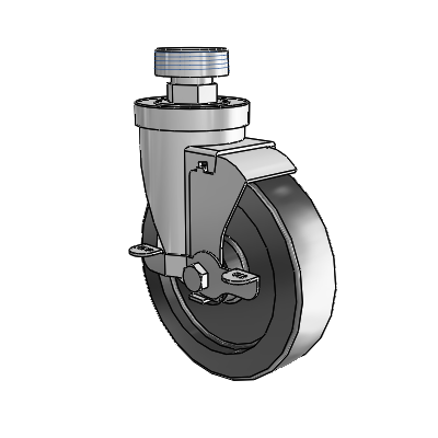 30 Series Pipe Thread Stem Zinc Swivel Caster with 5 x 1.25 Polyolefin Wheel and VertiLoc Brake