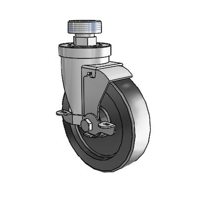 30 Series Pipe Thread Stem Zinc Swivel Caster with 5 x 1.25 Polyolefin Wheel and VertiLoc Brake