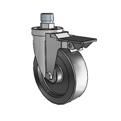 30 Series Pipe Thread Stem Zinc Swivel Caster with 5 x 1.5 Hi-Temp Resin Wheel and PosiLoc Brake