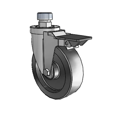 30 Series Pipe Thread Stem Zinc Swivel Caster with 5 x 1.5 Hi-Temp Resin Wheel and PosiLoc Brake