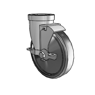 30 Series Hollow Kingpin Zinc Swivel Caster with 5 x 1.25 Cushion Rubber Wheel and VertiLoc Brake