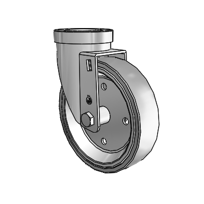 30 Series Hollow Kingpin Zinc Swivel Caster with 5 x 1.25 Welded Disc Rubber (Grey) Wheel