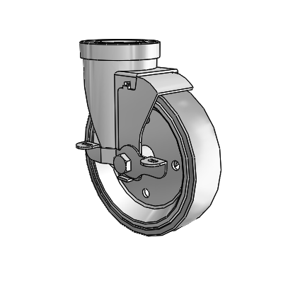 30 Series Hollow Kingpin Zinc Swivel Caster with 5 x 1.25 Welded Disc Rubber (Grey) Wheel and VertiLoc Brake