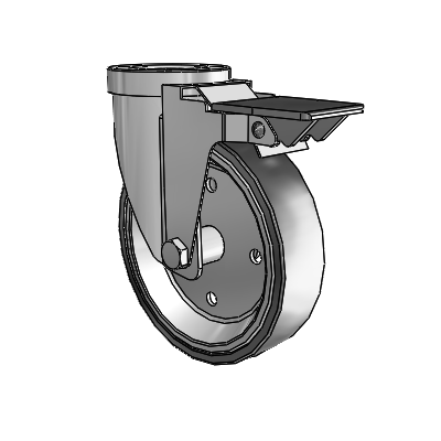 30 Series Hollow Kingpin Zinc Swivel Caster with 5 x 1.25 Welded Disc Polyurethane Wheel and PosiLoc Brake