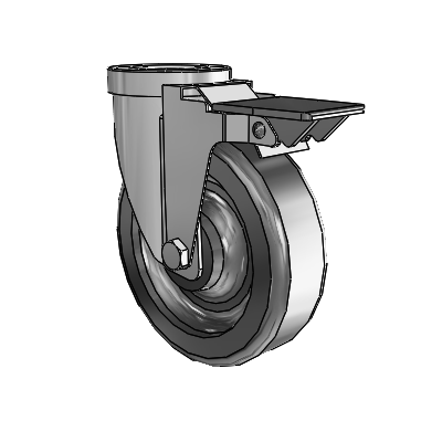 30 Series Hollow Kingpin Zinc Swivel Caster with 5 x 1.5 Phenolic Wheel and PosiLoc Brake