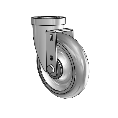 30 Series Hollow Kingpin Zinc Swivel Caster with 5 x 1.25 PolyLock (Grey) Wheel