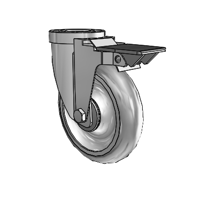 30 Series Hollow Kingpin Zinc Swivel Caster with 5 x 1.25 Advantage TPR (Round) Wheel and PosiLoc Brake
