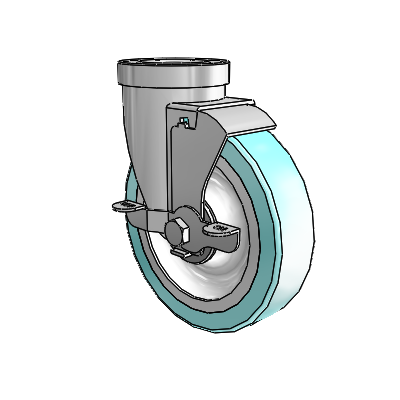 30 Series Hollow Kingpin Zinc Swivel Caster with 5 x 1.25 Advantage Health Wheel and VertiLoc Brake