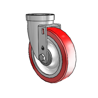 30 Series Hollow Kingpin Zinc Swivel Caster with 5 x 1.25 Advantage Heat (Flat) Wheel