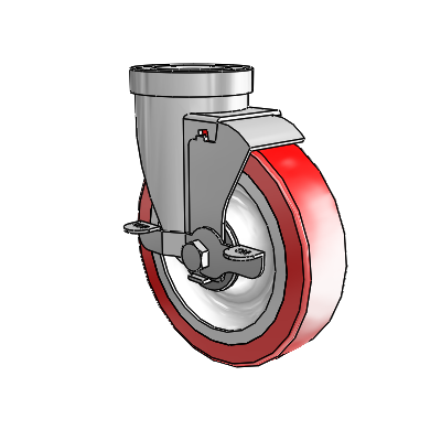 30 Series Hollow Kingpin Zinc Swivel Caster with 5 x 1.25 Advantage Heat (Flat) Wheel and VertiLoc Brake