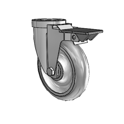 30 Series Hollow Kingpin Zinc Swivel Caster with 5 x 1.25 PolyLock (Grey) Wheel and PosiLoc Brake