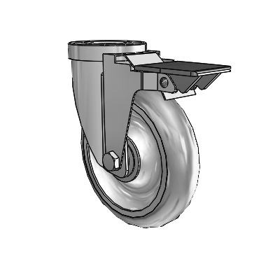 30 Series Hollow Kingpin Zinc Swivel Caster with 5 x 1.25 Advantage TPR (Round) Wheel and PosiLoc Brake