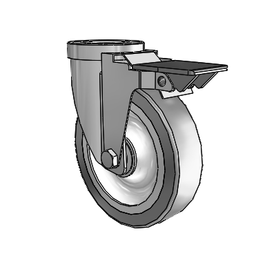 30 Series Hollow Kingpin Zinc Swivel Caster with 5 x 1.25 Advantage TPR (Flat) Wheel and PosiLoc Brake