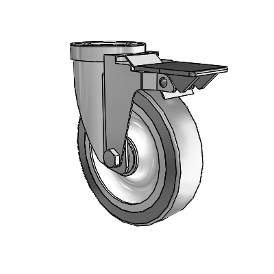 30 Series Hollow Kingpin Zinc Swivel Caster with 5 x 1.25 Advantage TPR (Flat) Wheel and PosiLoc Brake