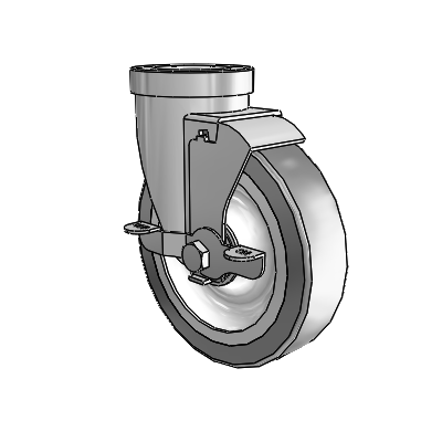 30 Series Hollow Kingpin Zinc Swivel Caster with 5 x 1.25 Advantage TPR (Flat) Wheel and VertiLoc Brake