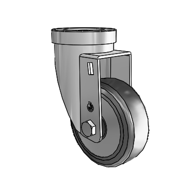 30 Series Hollow Kingpin Zinc Swivel Caster with 5 x 1.25 Hard Rubber (+ Side Plates) Wheel