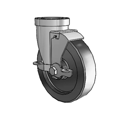 30 Series Hollow Kingpin Zinc Swivel Caster with 5 x 1.25 Polyolefin Wheel and VertiLoc Brake
