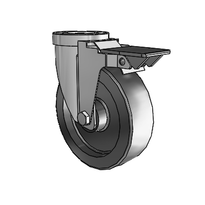30 Series Hollow Kingpin Zinc Swivel Caster with 5 x 1.5 Hi-Temp Resin Wheel and PosiLoc Brake