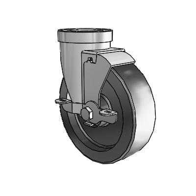 30 Series Hollow Kingpin Zinc Swivel Caster with 5 x 1.5 Hi-Temp Resin Wheel and VertiLoc Brake