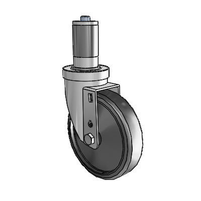 30 Series Expanding Adapter Zinc Swivel Caster with 5 x 1.25 Cushion Rubber Wheel