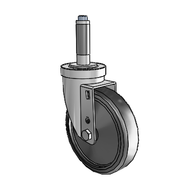 30 Series Expanding Adapter Zinc Swivel Caster with 5 x 1.25 Cushion Rubber (Conductive) Wheel