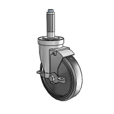 30 Series Expanding Adapter Zinc Swivel Caster with 5 x 1.25 Hard Rubber Wheel and VertiLoc Brake