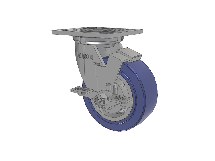 16 Series Top Plate Swivel Caster with 5 x 2 Blue HF - HydroTech (Flat) Wheel and Face Brake