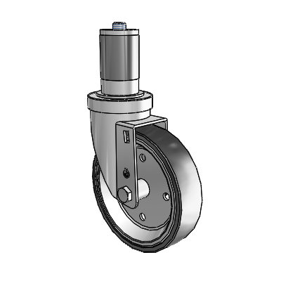 30 Series Expanding Adapter Zinc Swivel Caster with 5 x 1.25 Welded Disc Rubber (Black) Wheel