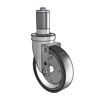 30 Series Expanding Adapter Zinc Swivel Caster with 5 x 1.25 Welded Disc Rubber (Black) Wheel