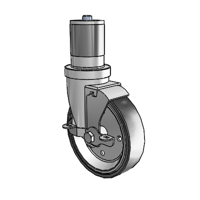 30 Series Expanding Adapter Zinc Swivel Caster with 5 x 1.25 Welded Disc Rubber (Black) Wheel and VertiLoc Brake
